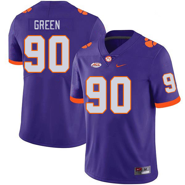 Men's Clemson Tigers Stephiylan Green #90 College Purple NCAA Authentic Football Stitched Jersey 23EP30UX